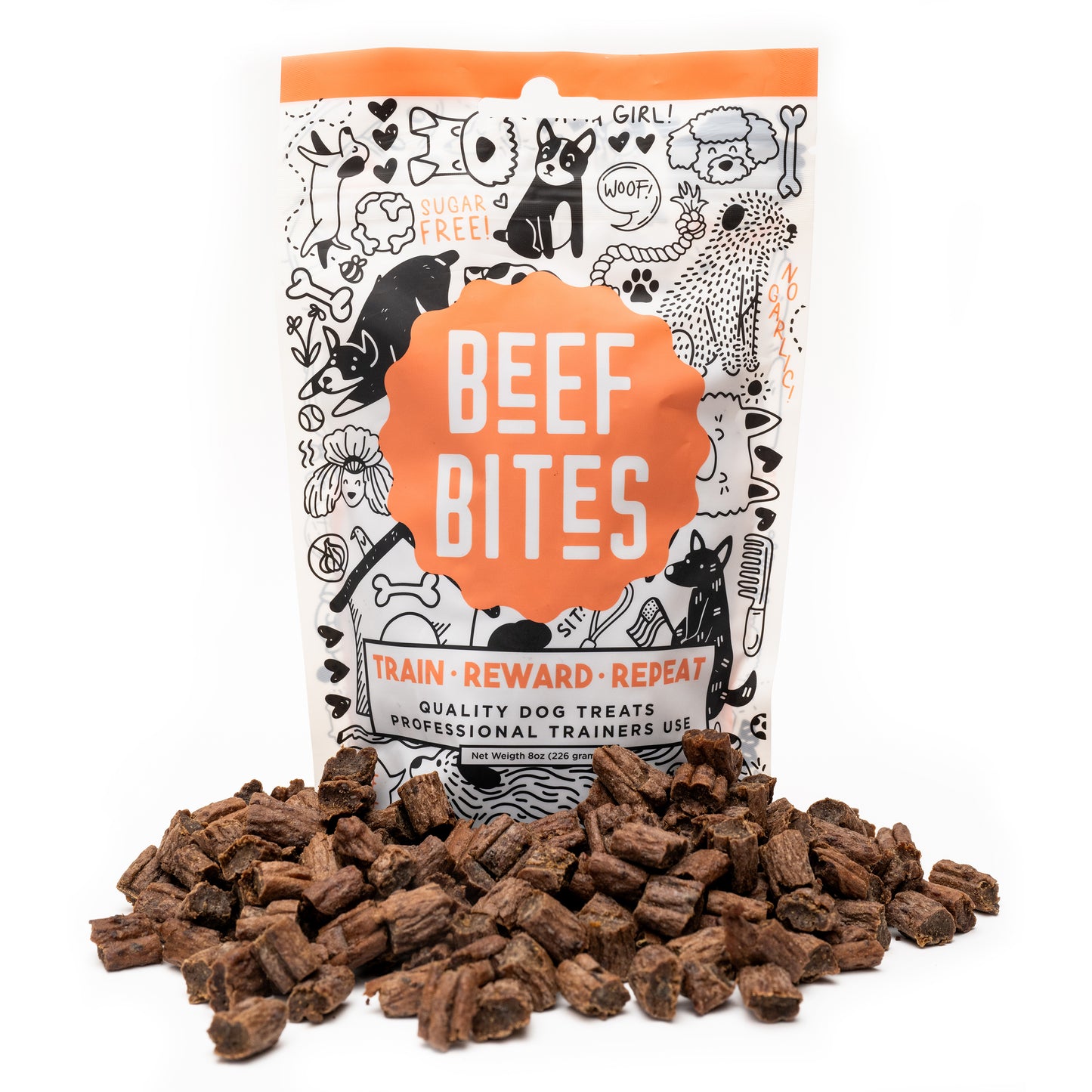 Beef Bites dog treat, bite-sized and ideal for dogs of any breed or size