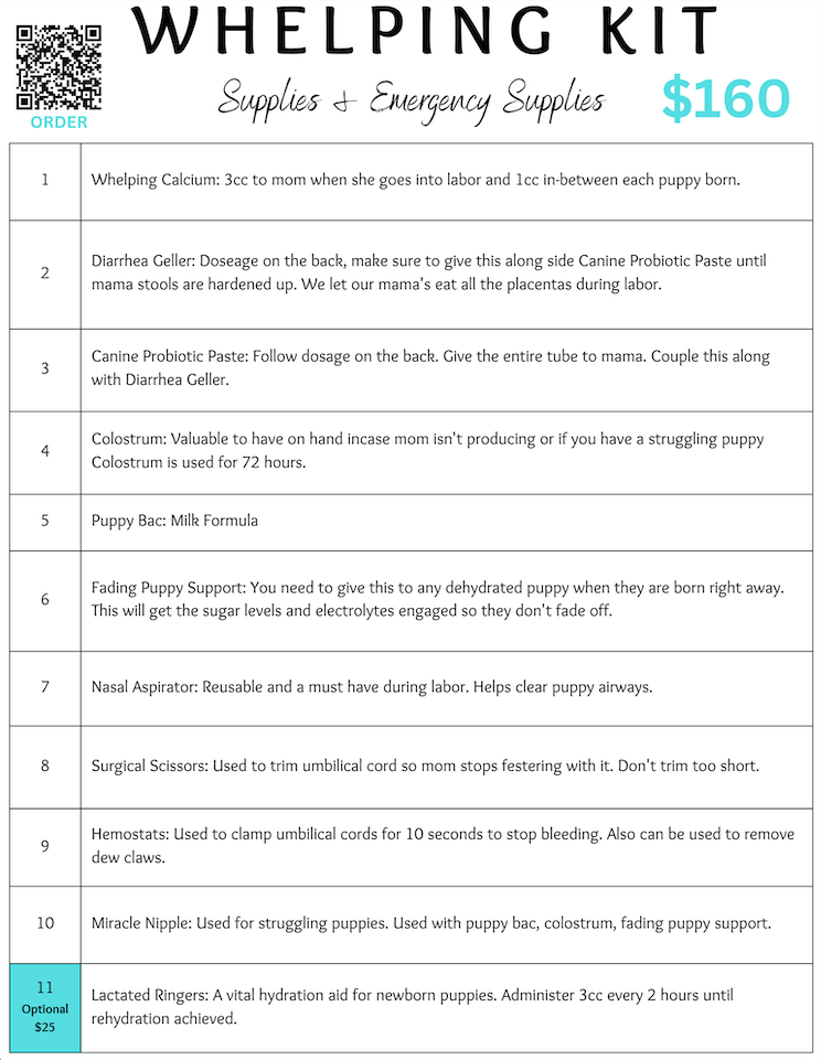 Whelping Kit - 11 Items Supplies & Emergency Supplies
