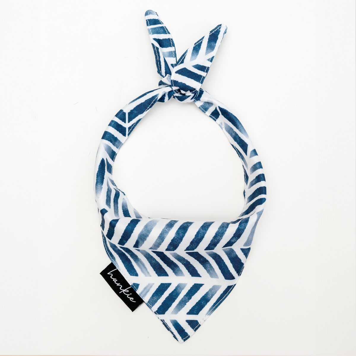 Better Looking Twin dog bandana by Hankie Series 1 – navy herringbone puppy bandana