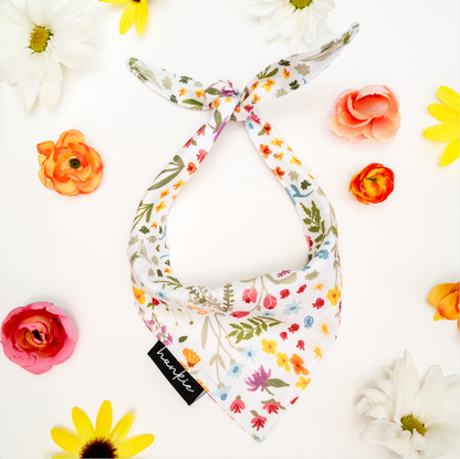 Cake By The Ocean dog bandana by Hankie Series 1 – colorful floral puppy bandana