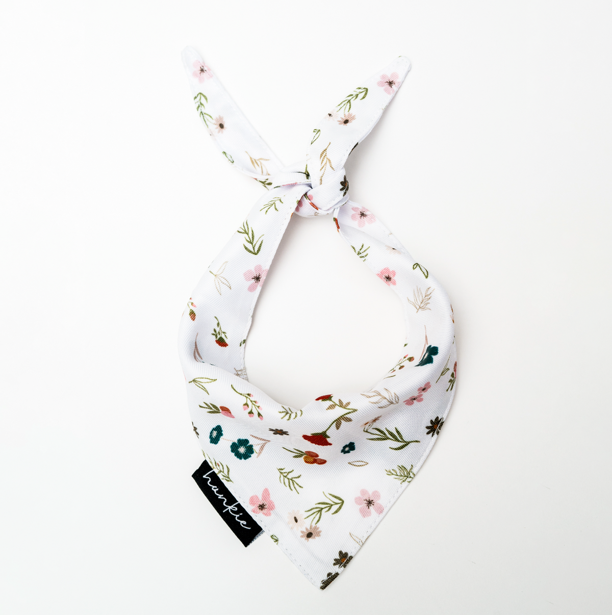 First Base dog bandana by Hankie Series 1 – white floral puppy bandana