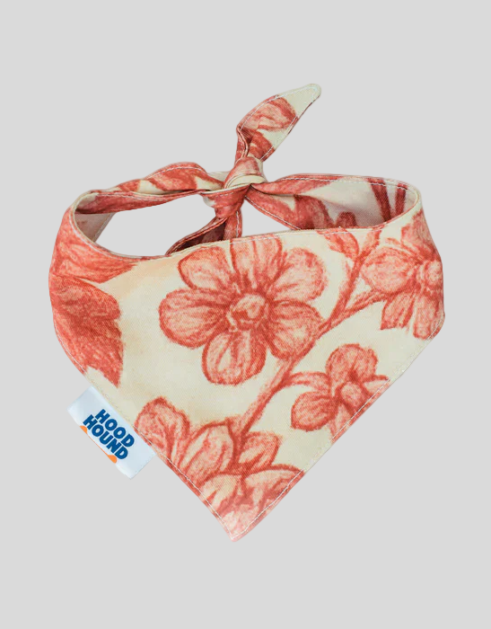 Merlot dog bandana by Hood Hound – coral floral pet bandana