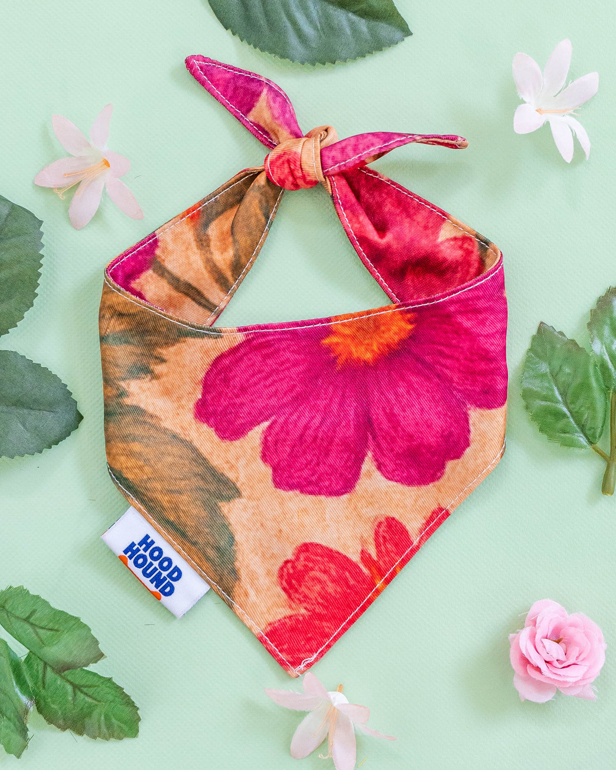 PYT dog bandana by Hood Hound – pink tropical hibiscus pet bandana