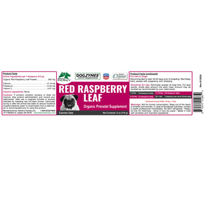 Organic Red Raspberry Leaf Powder - traditional herbal remedy for the symptomatic relief of problems associated with whelping and an aid in the prevention of false pregnancy